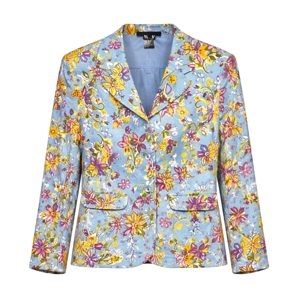 Vintage REDD Jeans Dopamine Dressing Floral Blazer Women Size 6 Artsy Retro Chic